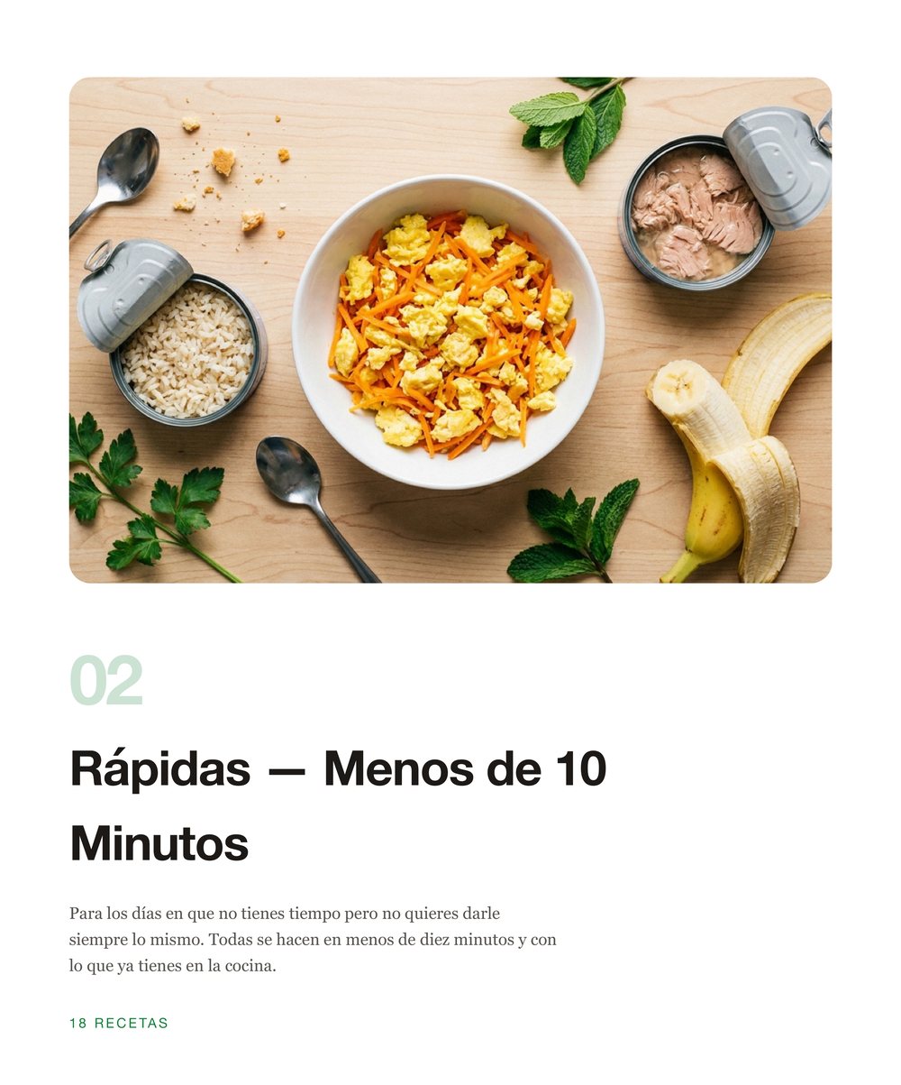 Sección de recetas rápidas de menos de diez minutos